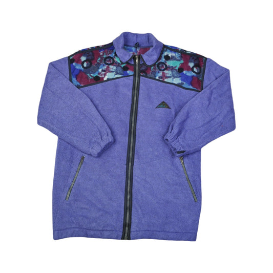 Vintage Fleece Jacket Retro Pattern Purple Ladies Small