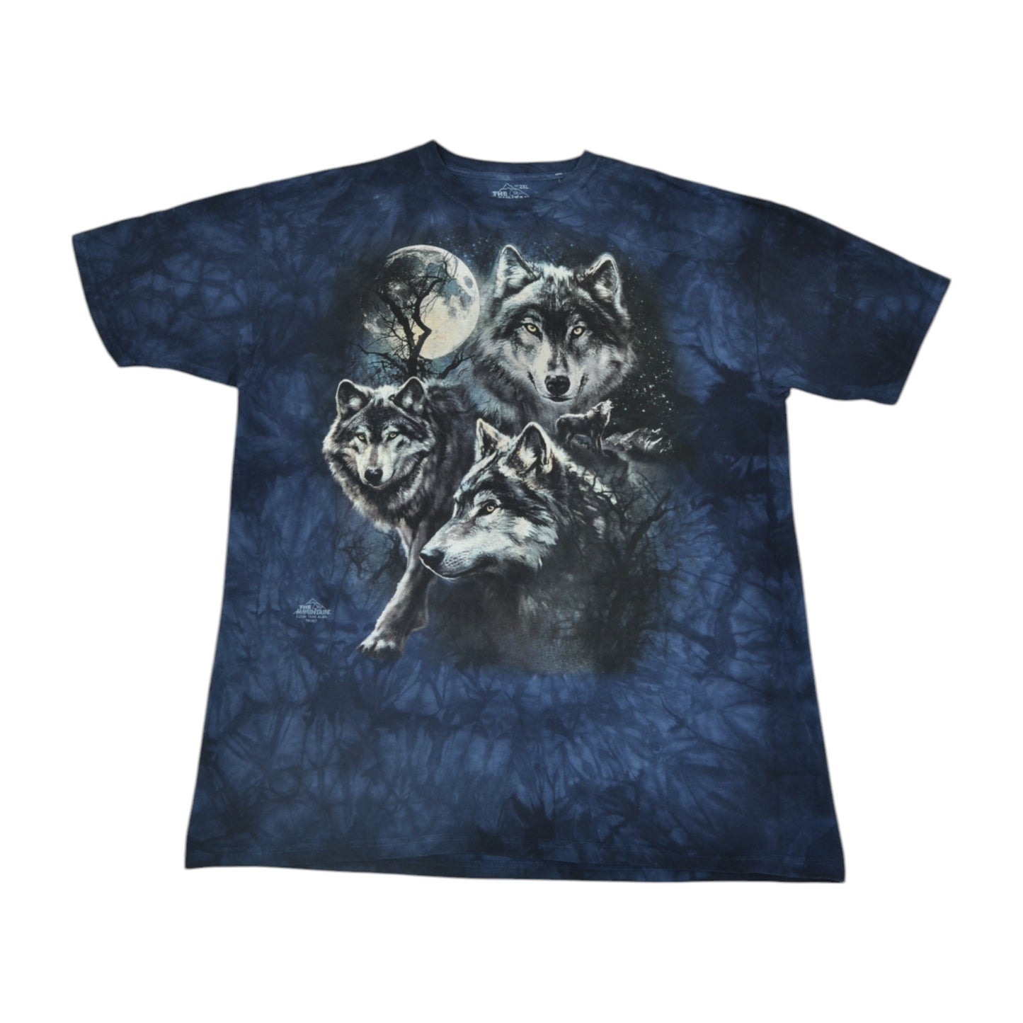 Vintage The Mountain Wolves and Moon T-Shirt Tie-Dye Blue XXL