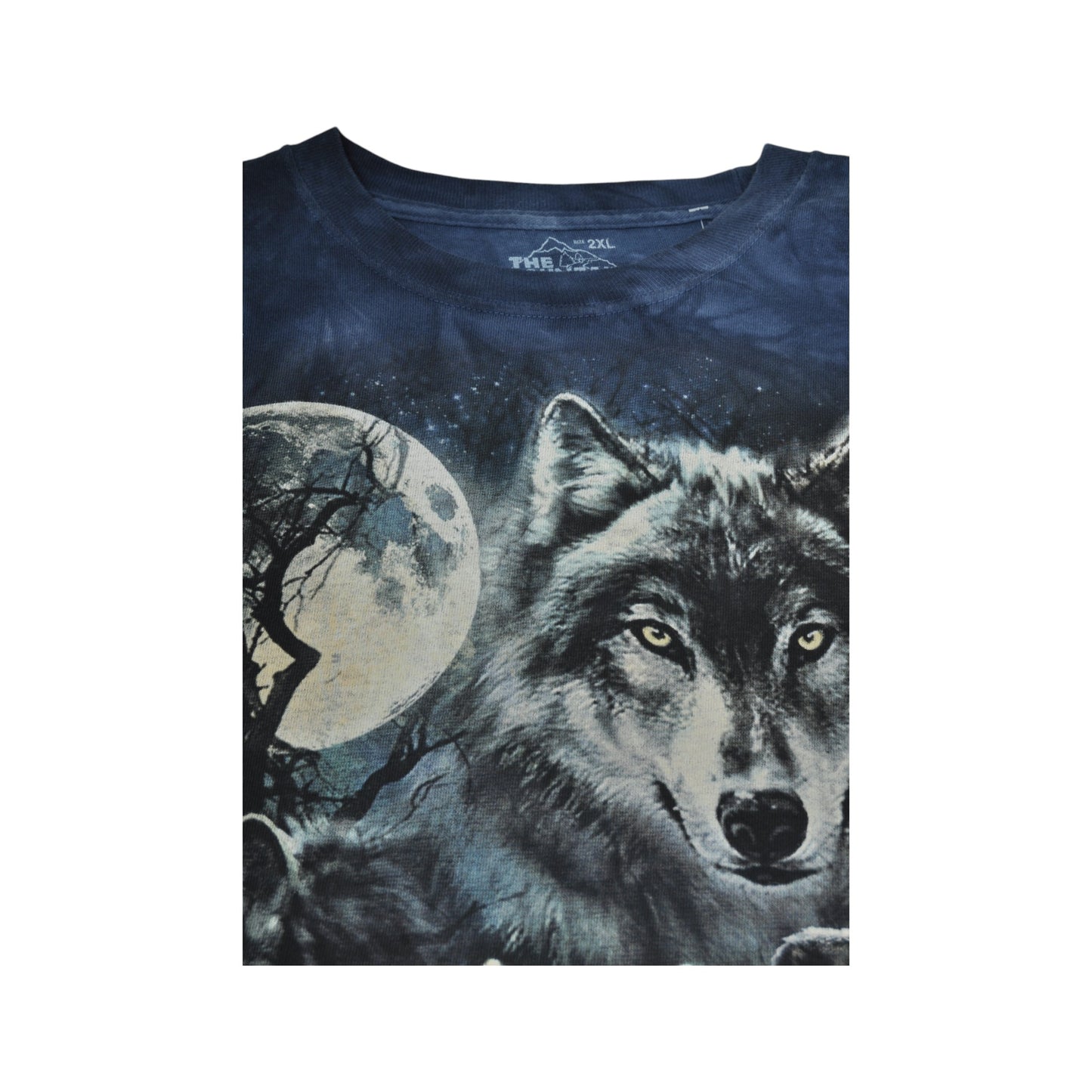 Vintage The Mountain Wolves and Moon T-Shirt Tie-Dye Blue XXL