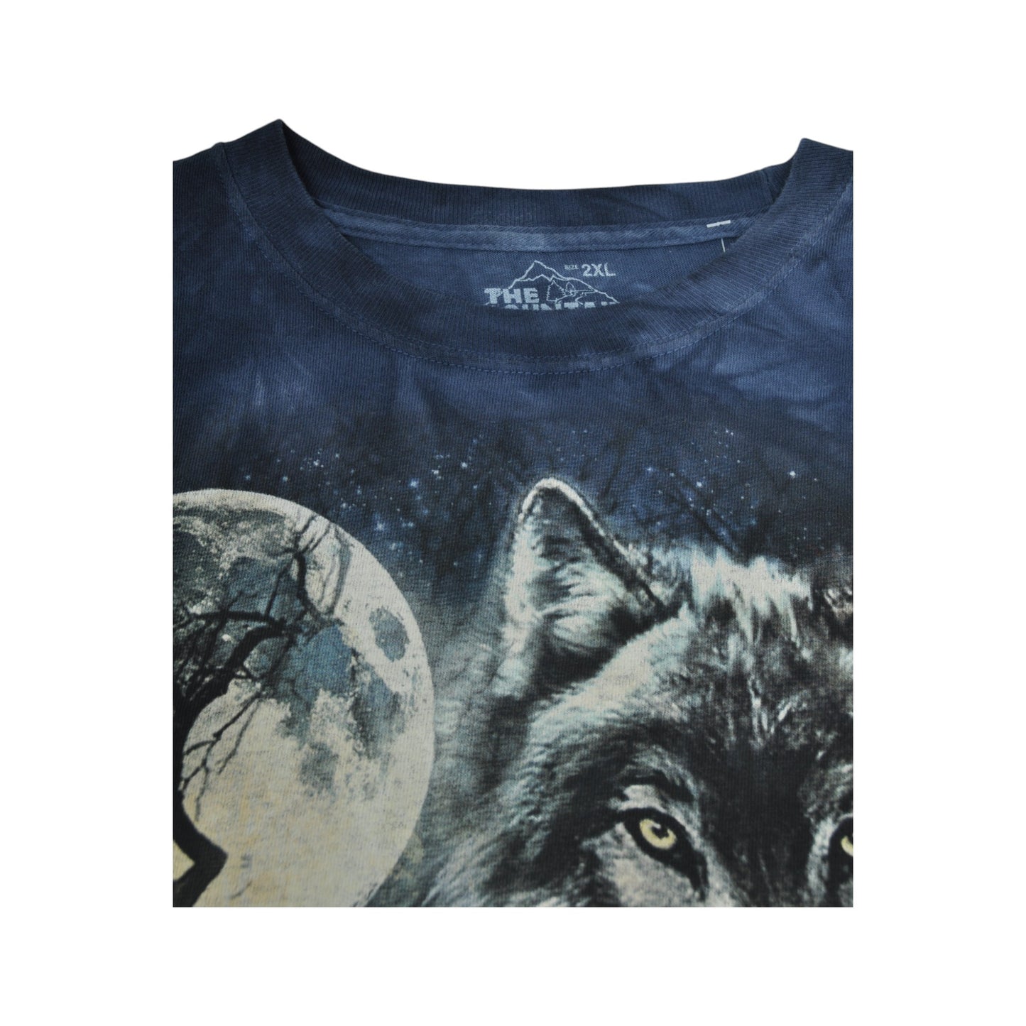 Vintage The Mountain Wolves and Moon T-Shirt Tie-Dye Blue XXL