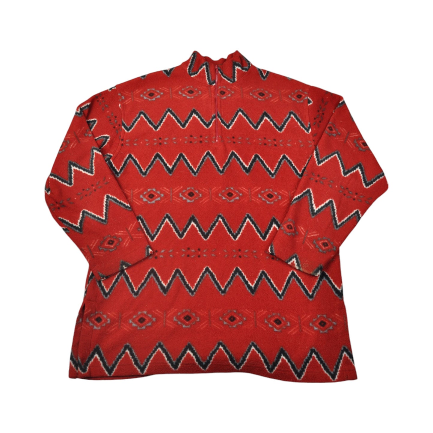 Vintage Fleece 1/4 Zip Aztec Pattern Red Small