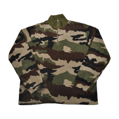 Vintage Fleece 1/4 Zip Camouflage Pattern Green XXL