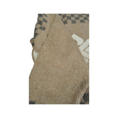 Vintage Knitwear Cardigan Retro Pattern Brown Medium