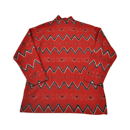 Vintage Fleece 1/4 Zip Aztec Pattern Red Small