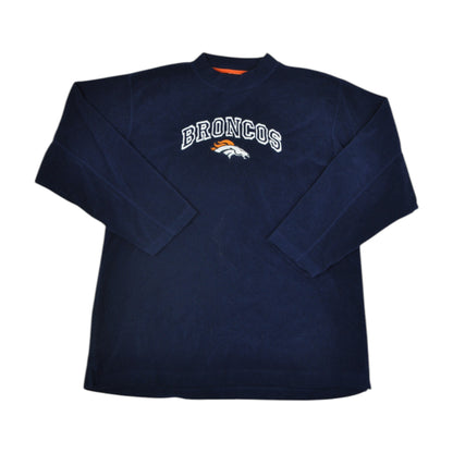 Vintage Denver Broncos Fleece Sweatshirt Navy Large