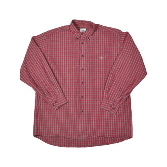 Vintage Lacoste Shirt Long Sleeve Check Red Large