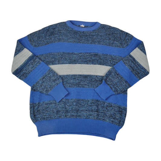 Vintage Knitwear Sweater Stripe Pattern Blue Medium