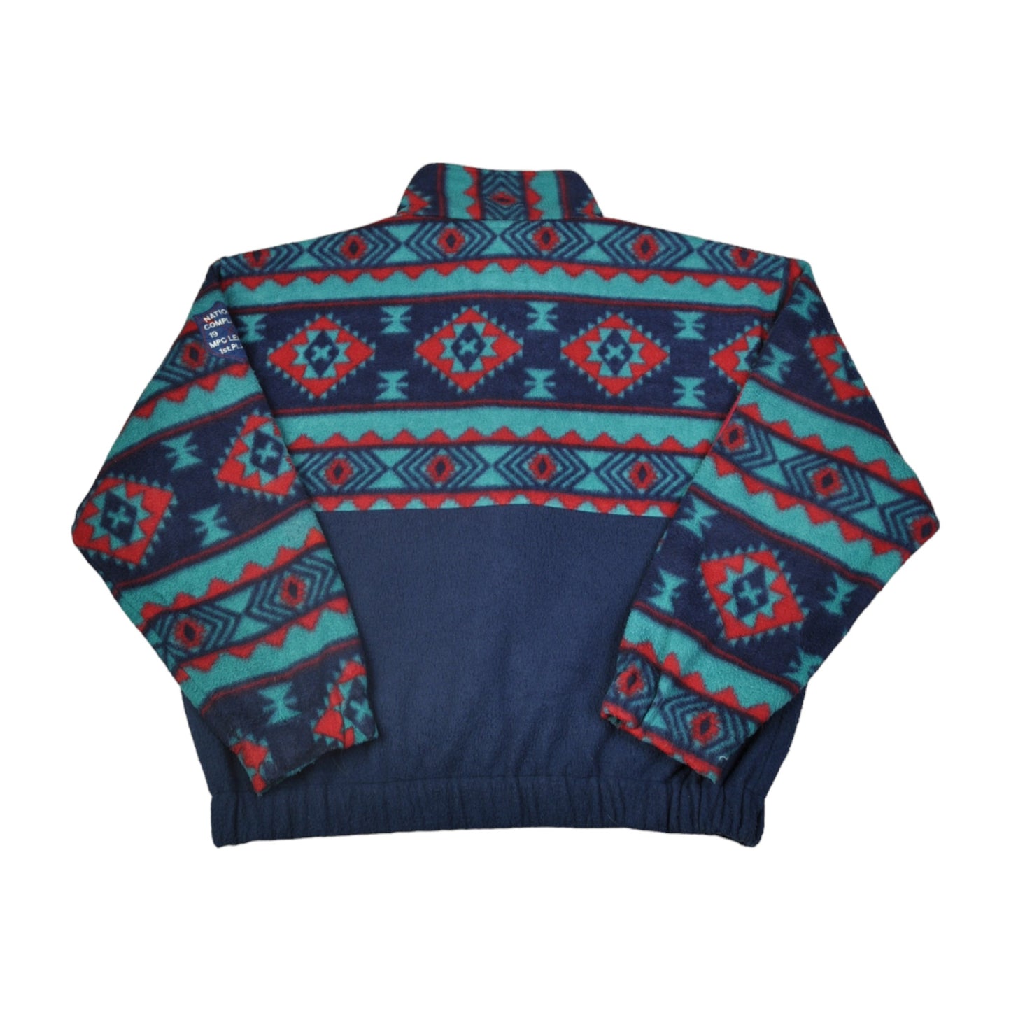 Vintage Jacket Fleece Retro Pattern Blue XL