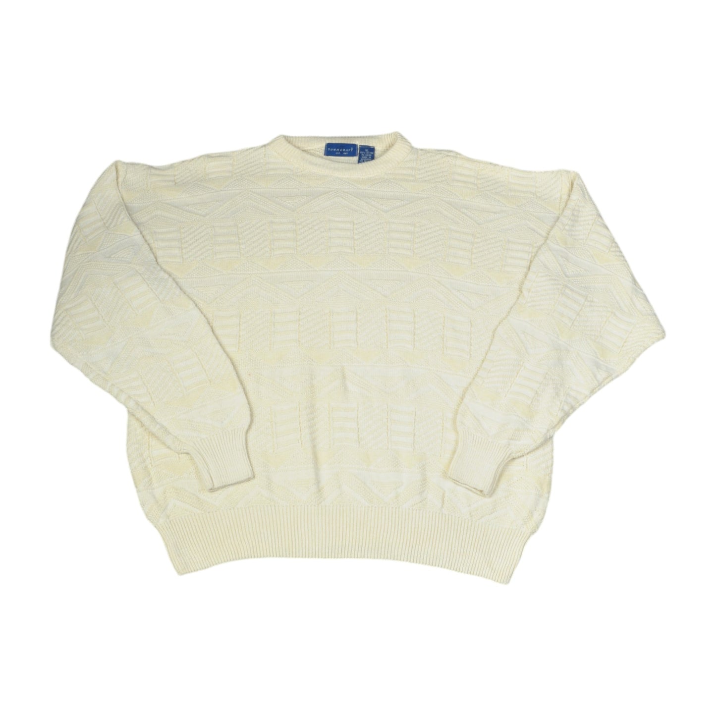 Vintage Knitwear Sweater Retro Pattern Beige  XL