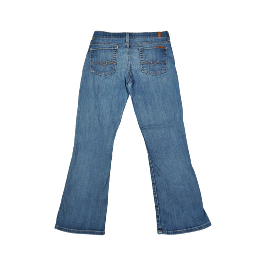 Vintage 7 For All Mankind Cropped Flare Jeans Blue Wash Denim Ladies W28 L26