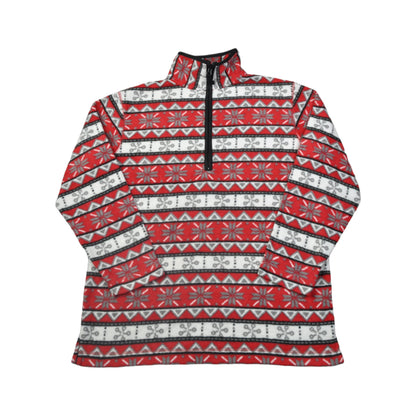 Vintage Fleece 1/4 Zip Retro Pattern Red Ladies Medium