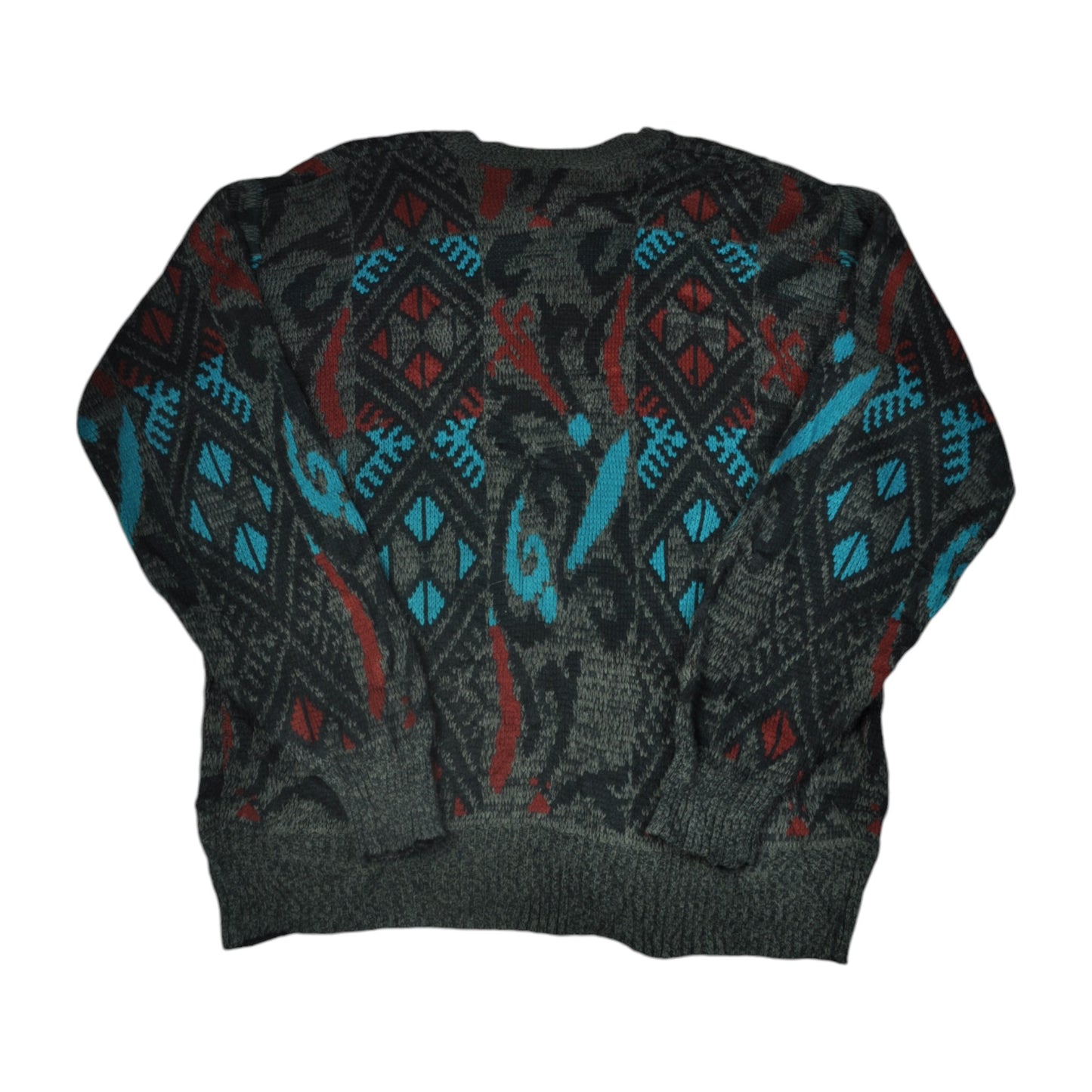 Vintage Knitwear Sweater Retro Pattern Multi XL