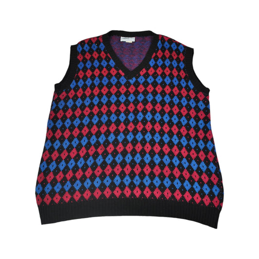 Vintage Knitwear Sweater Vest Retro Pattern Multi Medium