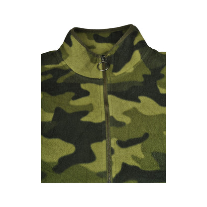 Vintage Fleece 1/4 Zip Camouflage Pattern Green Large