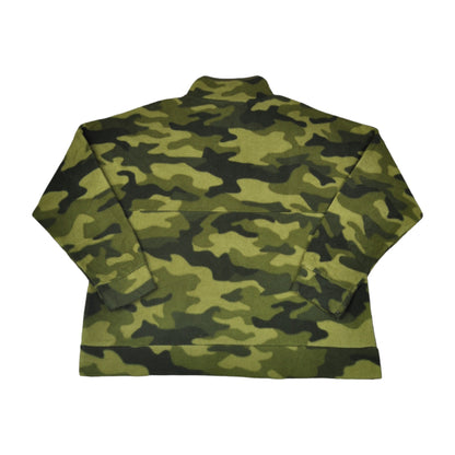 Vintage Fleece 1/4 Zip Camouflage Pattern Green Large