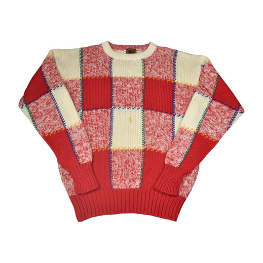 Vintage Knitwear Sweater Retro Pattern Red XL