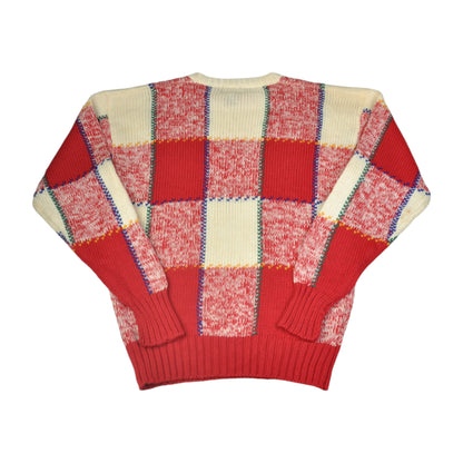 Vintage Knitwear Sweater Retro Pattern Red XL