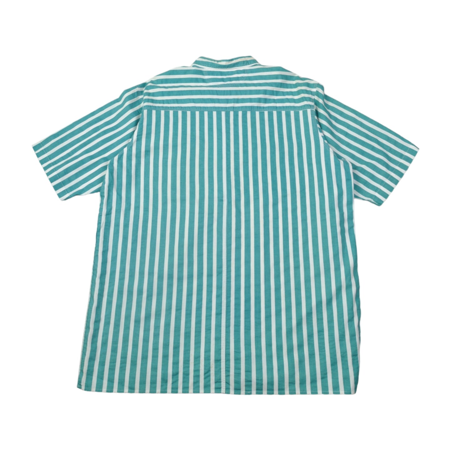 Vintage 90's Shirt Striped Short Sleeve Green XL