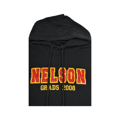 Vintage Nelson Grads Varsity Hoodie Sweatshirt Black Medium