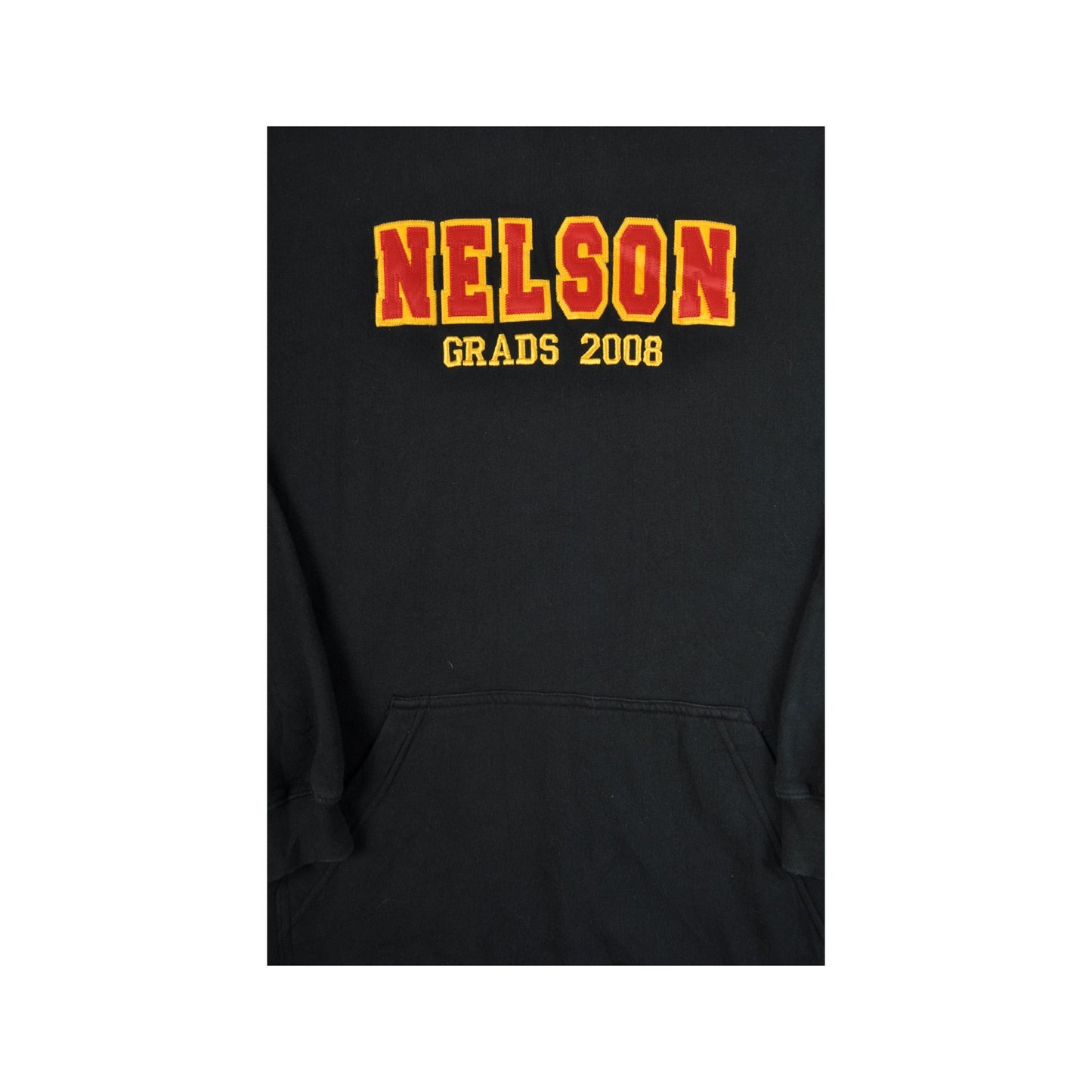 Vintage Nelson Grads Varsity Hoodie Sweatshirt Black Medium