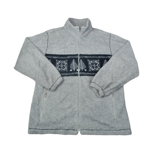 Vintage Jacket Fleece Retro Pattern Grey Medium