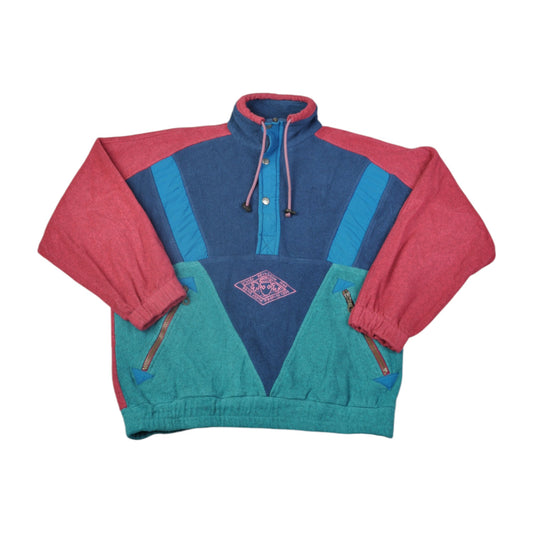 Vintage Santostefang Fleece 1/4 Zip Block Colour Multi Small