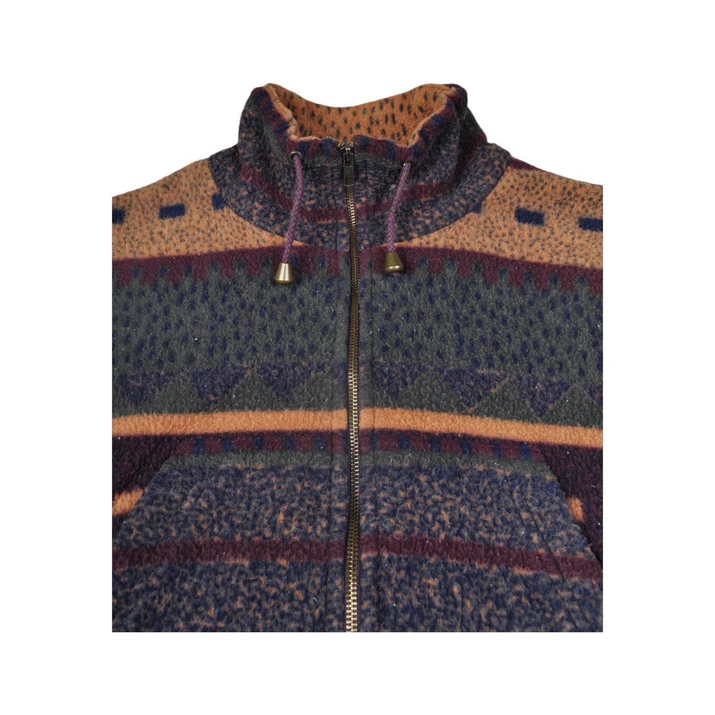 Vintage Fleecejacke Retro Muster Multi Medium