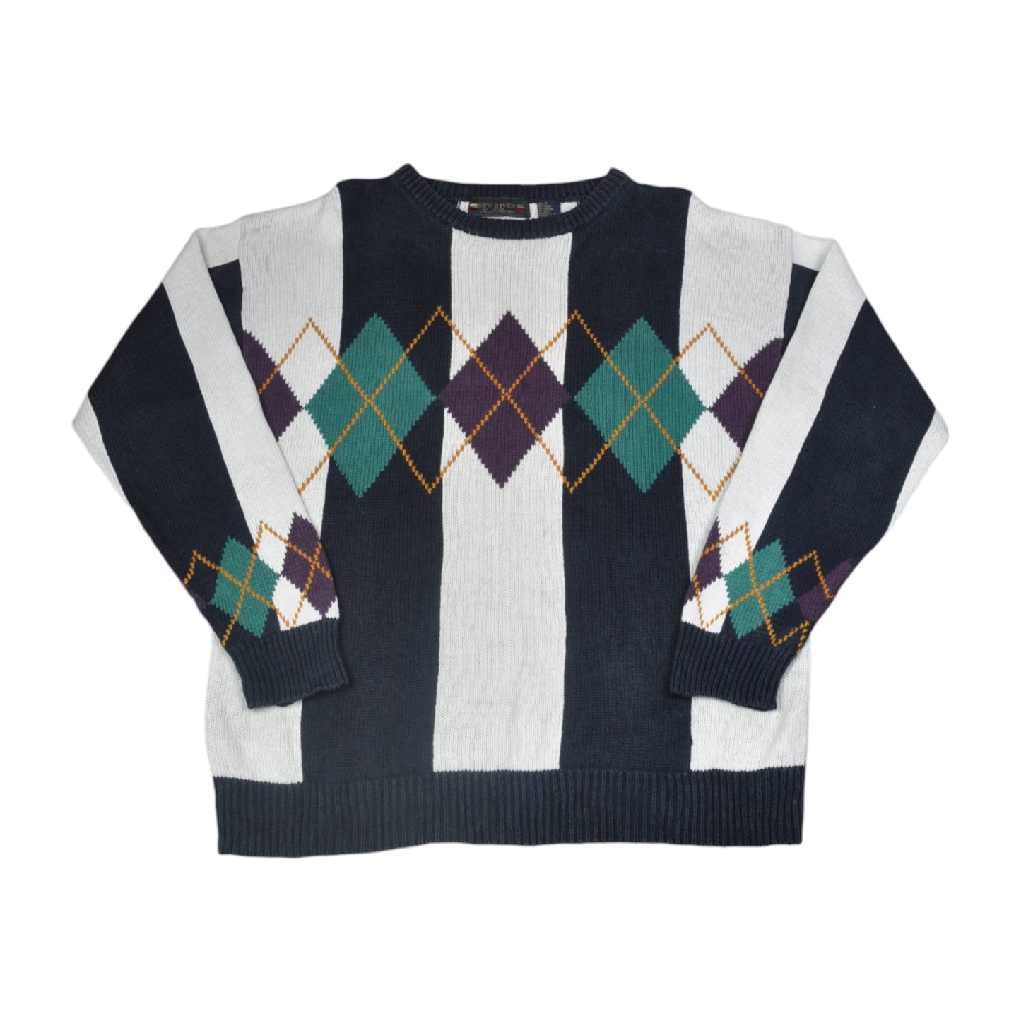 Vintage Knitwear Sweater Argyle Pattern Multi Small