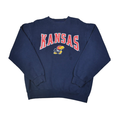 Vintage Kansas Jayhawks Pullover Marine groß