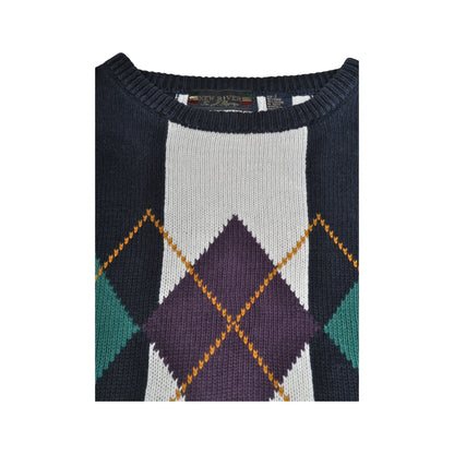 Vintage Knitwear Sweater Argyle Pattern Multi Small