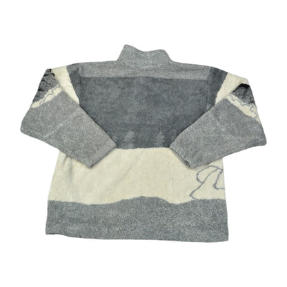 Vintage Fleece Jacket Wolf Pattern Grey Small