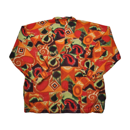 Vintage 1/4 Zip Fleece Retro Pattern Orange XL