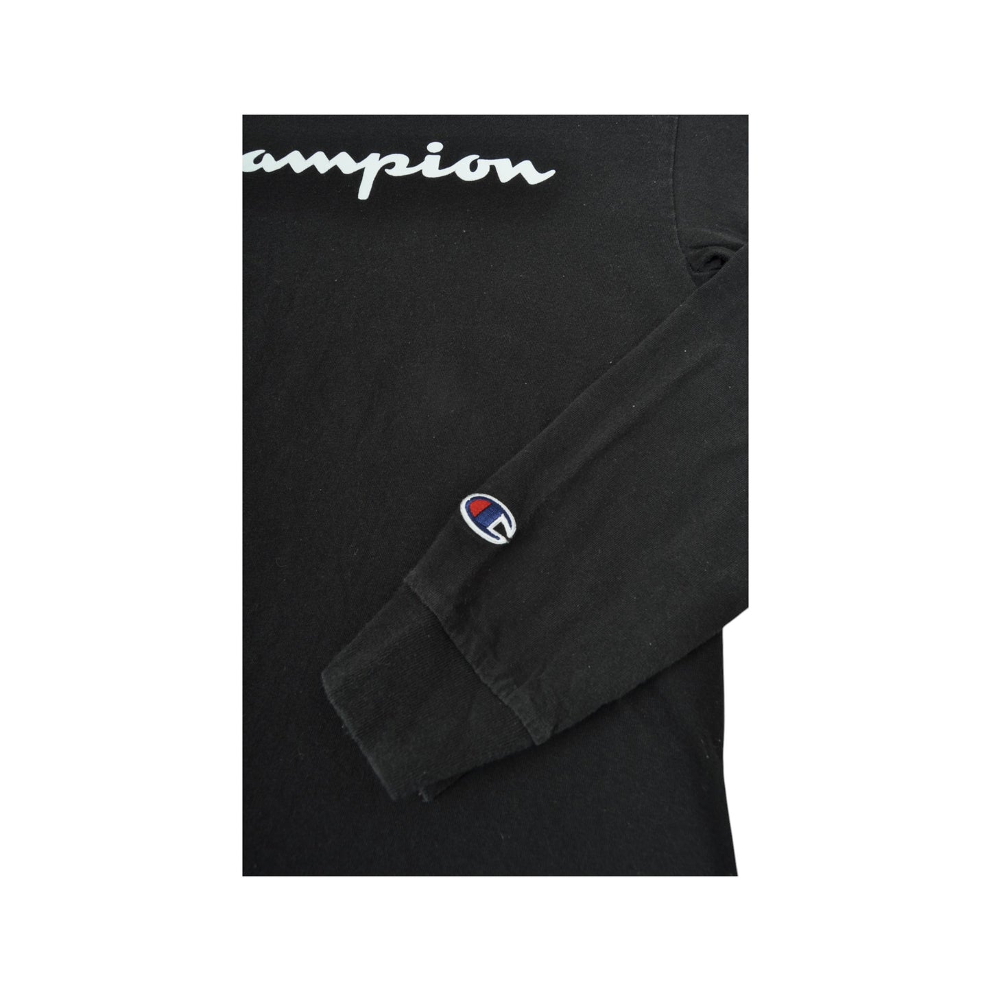 Vintage Champion T-Shirt Long Sleeve Black Small