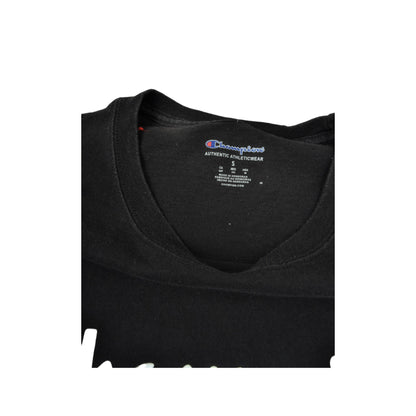 Vintage Champion T-Shirt Long Sleeve Black Small