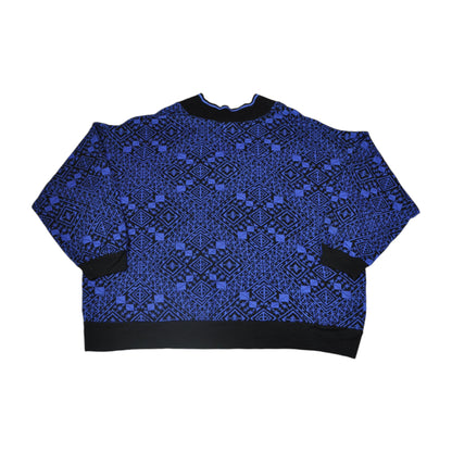 Vintage Knitwear Sweater Retro Pattern Blue Ladies XXXL