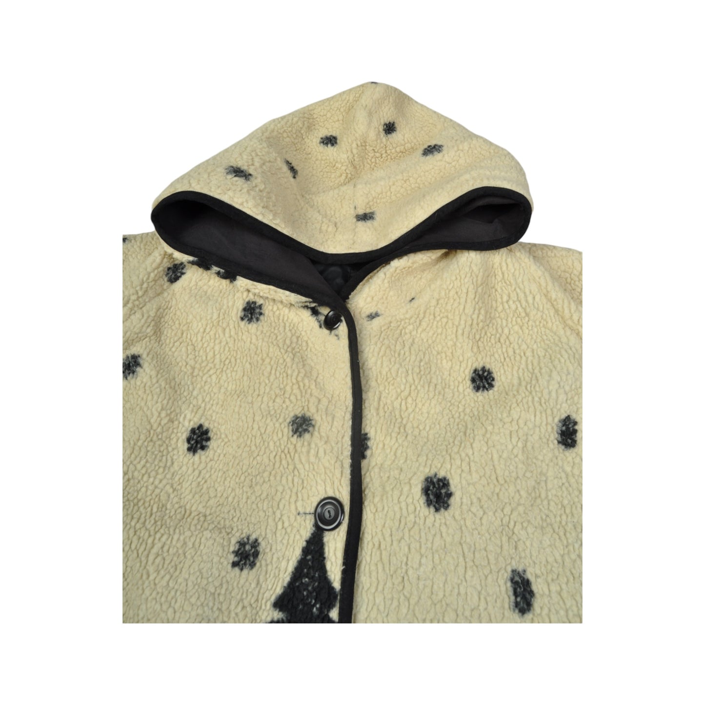 Vintage Fleece Jacket reversible Bear Pattern Beige XL