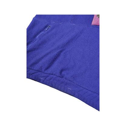 Vintage Fleece 1/4 press Stud Retro Pattern Blue XL