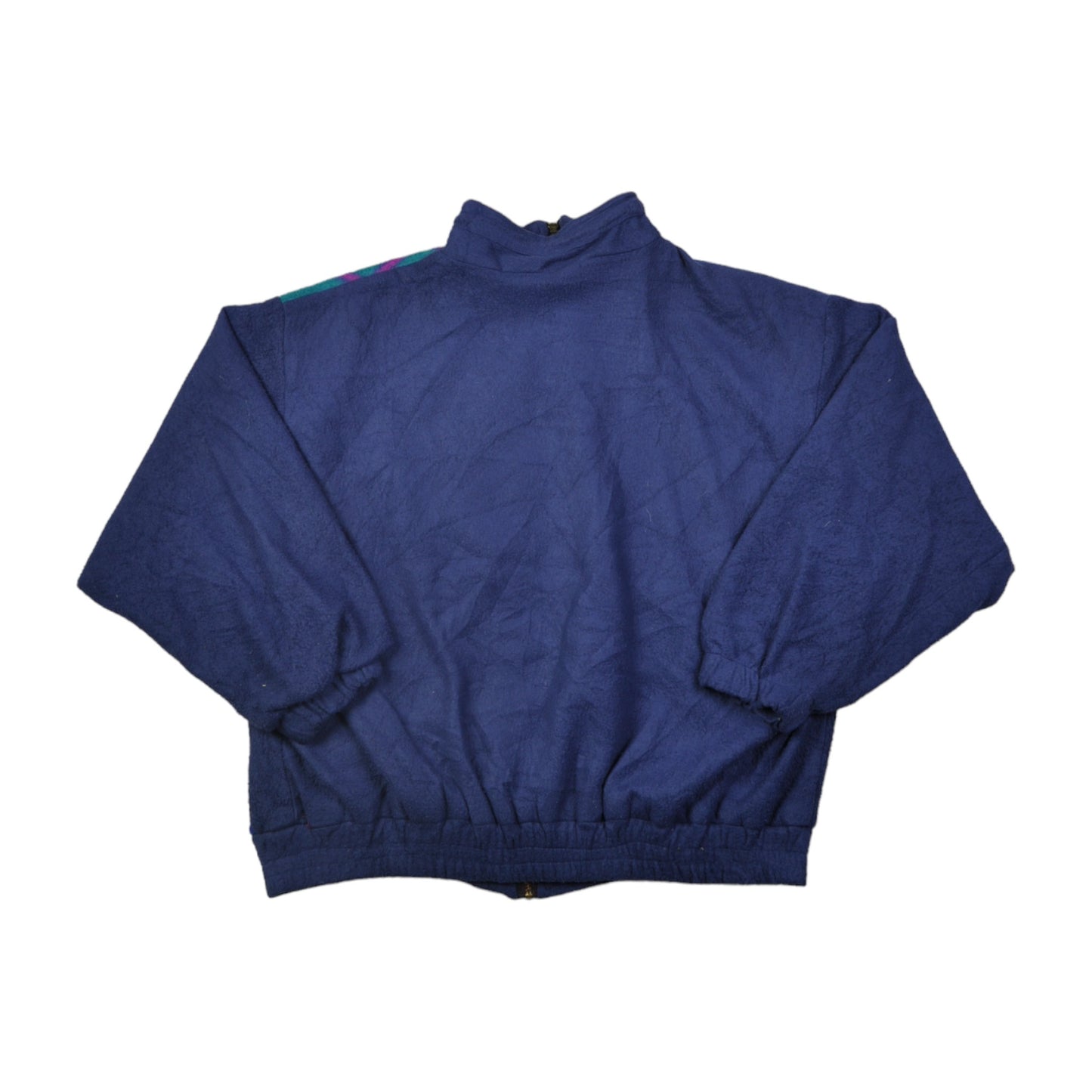 Vintage Fleece Jacket Retro Pattern Blue Large