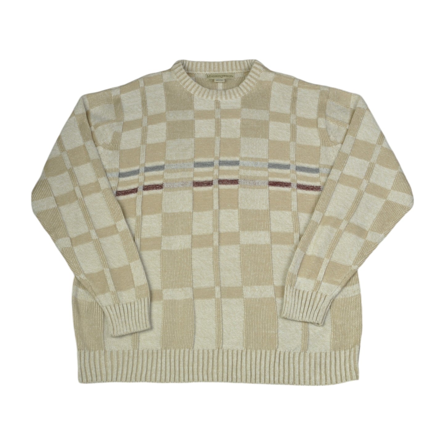 Vintage Knitwear Sweater Retro Pattern Beige Large