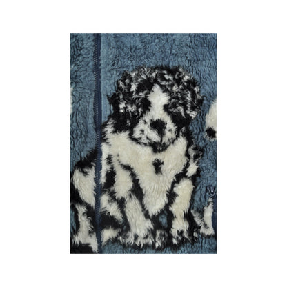 Vintage Fleece Jacket Retro Dog Pattern Blue Ladies Large