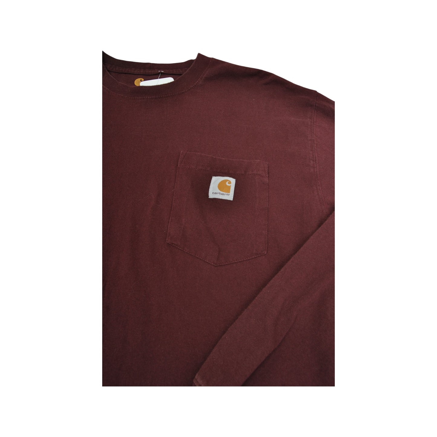 Vintage Carhartt T-Shirt Long Sleeve Burgundy Large