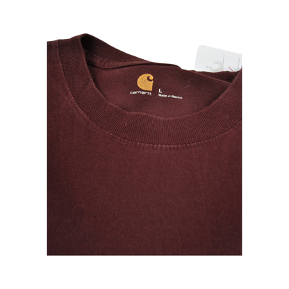 Vintage Carhartt T-Shirt Long Sleeve Burgundy Large