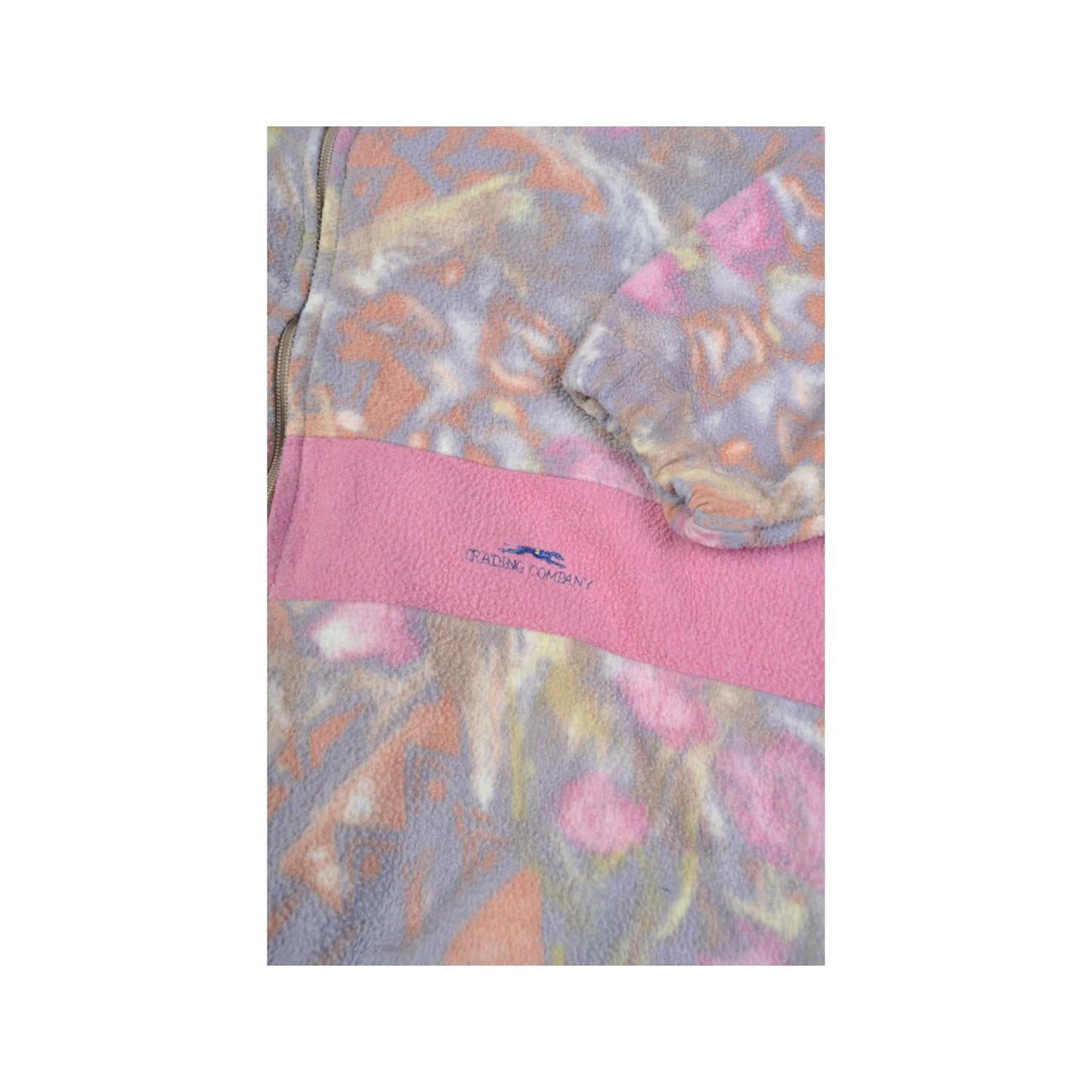 Vintage Fleece Jacket Retro Pattern Pink Small