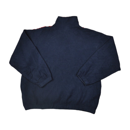 Vintage Fleece 1/4 Zip  Retro Pattern Blue XL