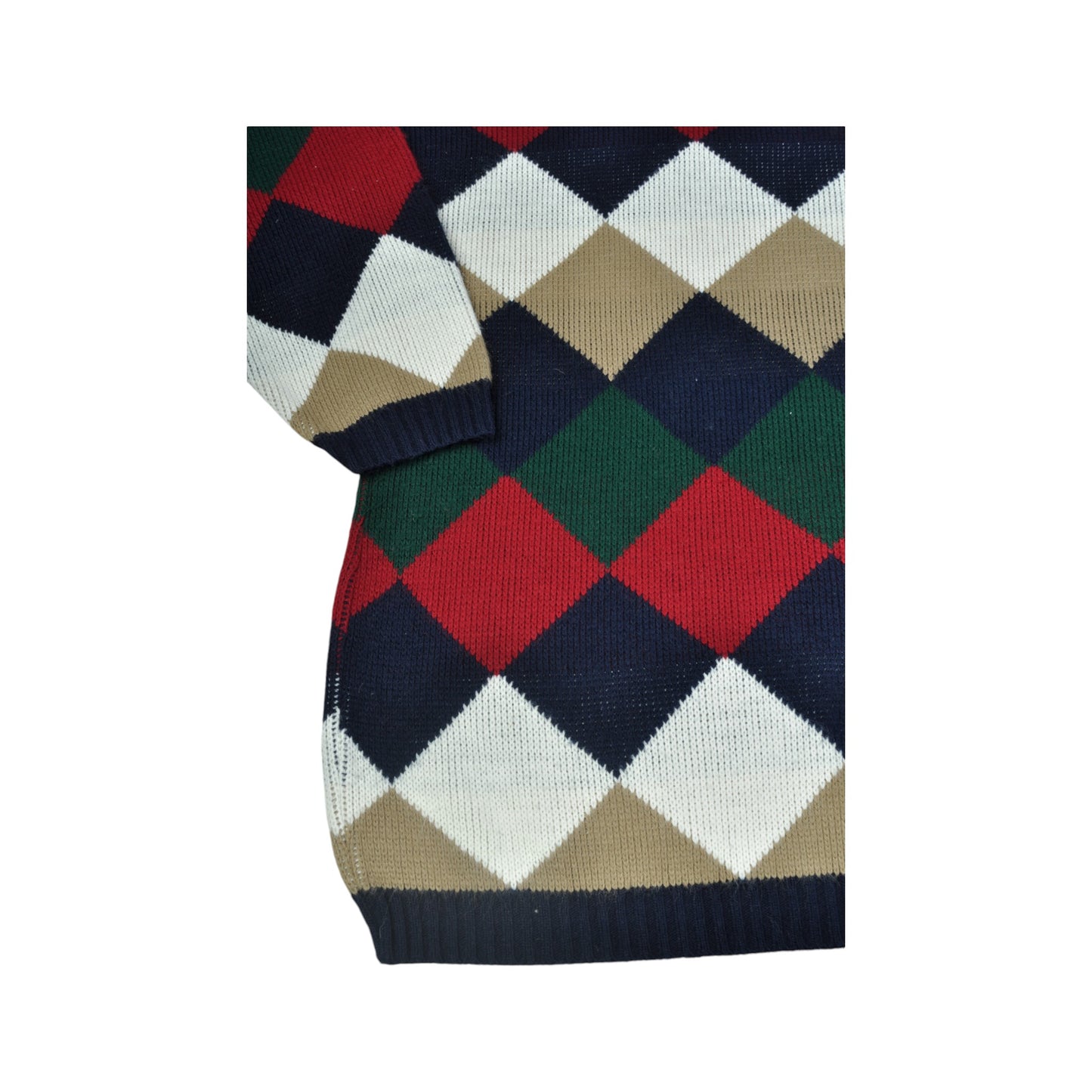 Vintage Knitwear Sweater Diamond Pattern Multi Ladies Large