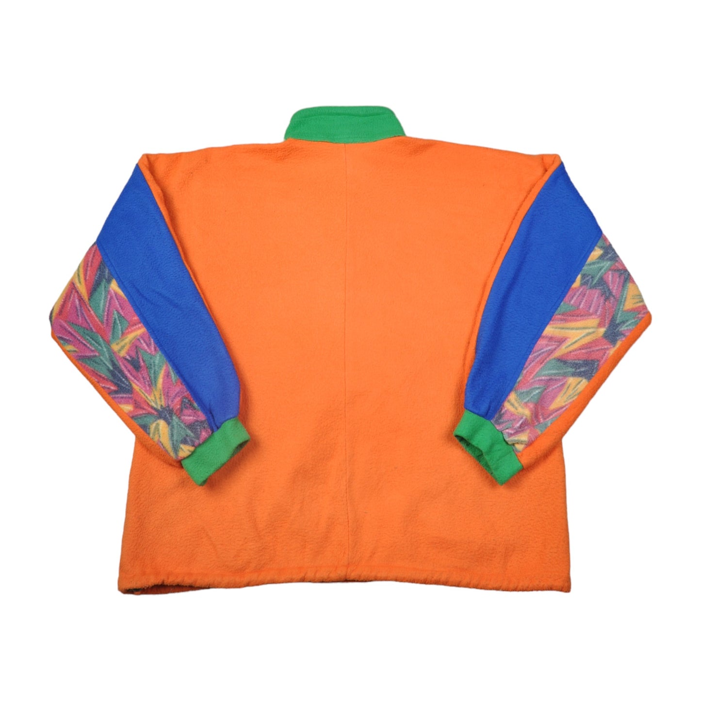 Vintage 1/4 Zip Fleece Retro Pattern Orange XL