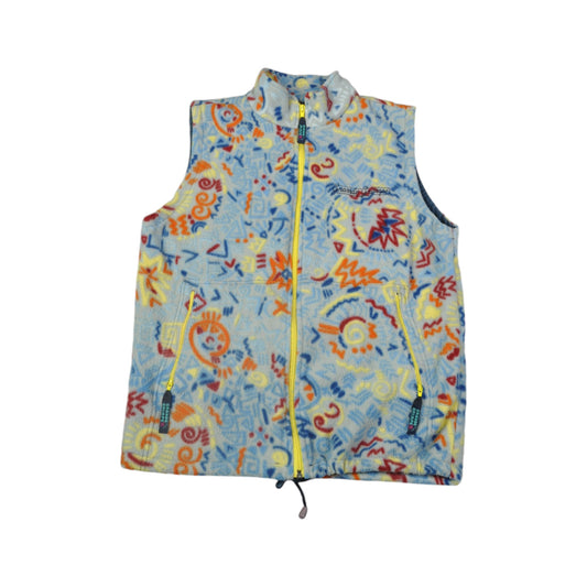 Vintage Gilet Fleece Retro Pattern Multi Medium