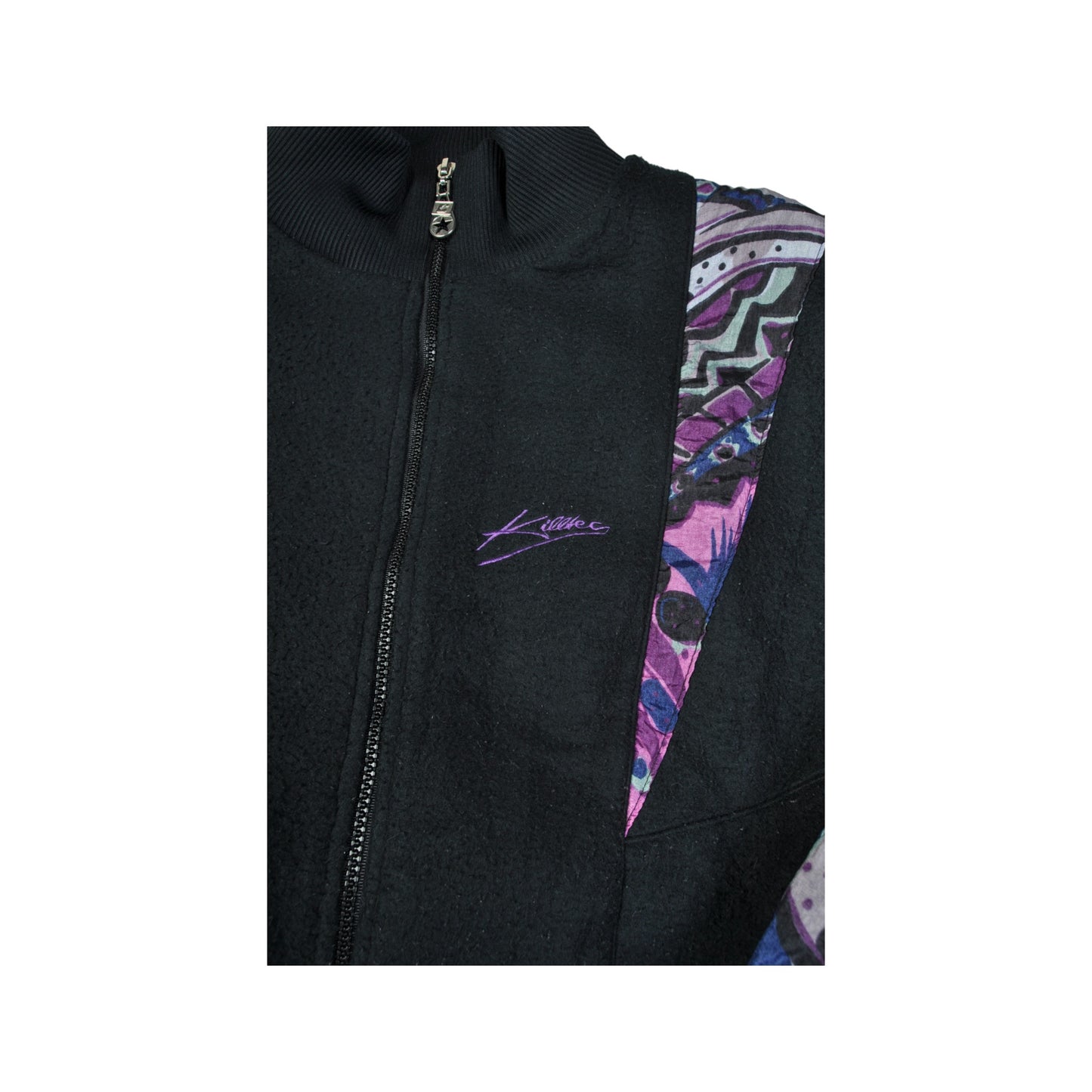 Vintage Fleece Jacket Killtec Aztec Pattern Black Large