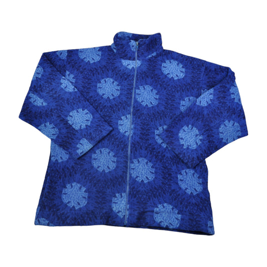 Vintage Fleece Jacket Retro Pattern Blue Medium