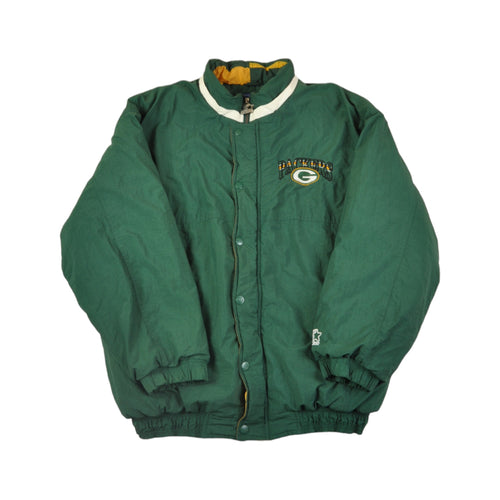 Vintage Green Bay Packers Jacket Mens Large Green Starter Puffer Retro Logo  7